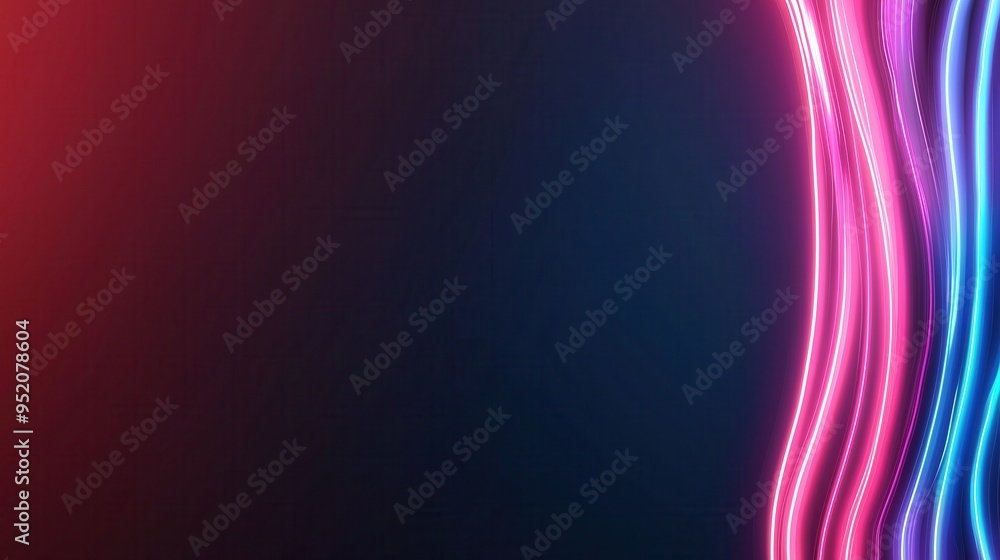 Poster vibrant neon lights create a dynamic wave on a dark background, perfect for modern design and creati