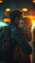 Family hugging each other in the middle of a night
