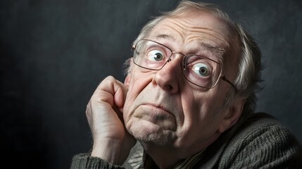 Obraz premium 8. An elderly person showing confusion with a puzzled expression and tilted head