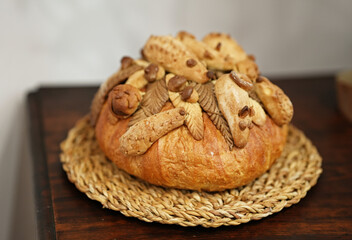 Interesting hand-made freshly baked bread.
