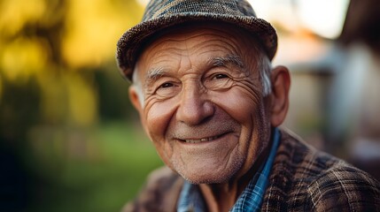 103. An elderly person demonstrating pride with a proud smile and dignified posture