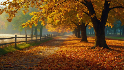 Naklejka premium Autumn in the forest Background 