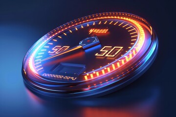 Speedometer with orange glowing numbers