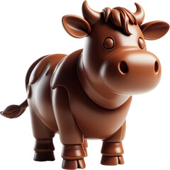 Fototapeta premium A playful brown cow toy figure with a friendly expression, perfect for children's designs and farm-themed projects.