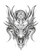 Dragon head very simple traditional tattoo flash styles illustration