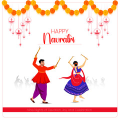 Happy navratri dandiya girl boy dance shellout flower 01