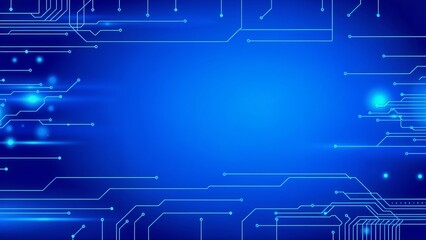 Obraz premium Futuristic blue circuit board background, ideal for technology, digital innovation, and modern design projects.
