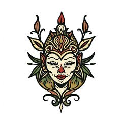 Obraz premium Elf head very simple traditional tattoo flash styles illustration