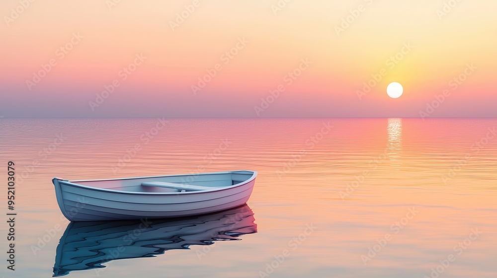 Poster Rowboat at Sunset.