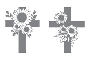 Cricut cross with sunflowers