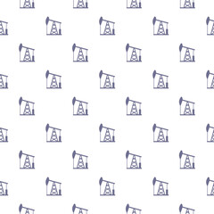Oil pump or pump jack icon isolated seamless pattern on white background