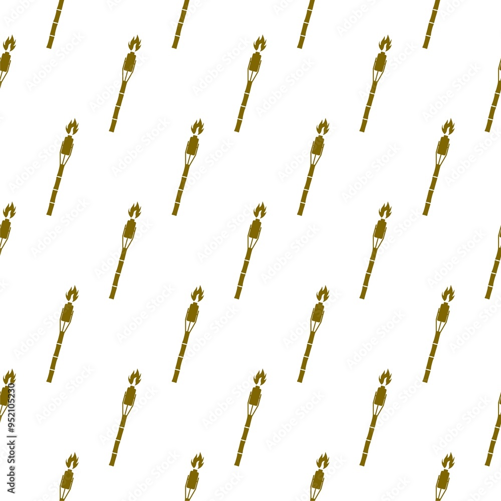 Poster tiki torch icon seamless pattern on white