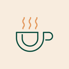 Coffee shop with line art style logo vector icon design