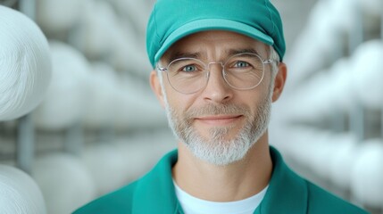 Fototapeta premium Quality Control Specialist in Modern Textile Factory Ensuring High Standards in Industrial Production