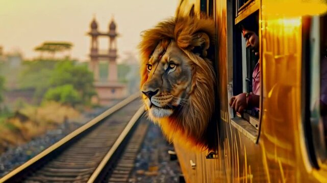 India's famous train lion where there are very beautiful views HD 4K video clip 