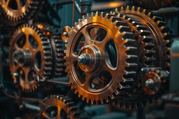 A close up of a bunch of gears on a machine