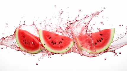 Splash of water and watermelon part on white background. Neural network ai generated art