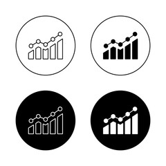 Growing bar chart icon on black circle. Increasing business profit sign symbol