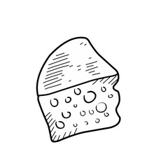 hand drawn black and white cheese illustration