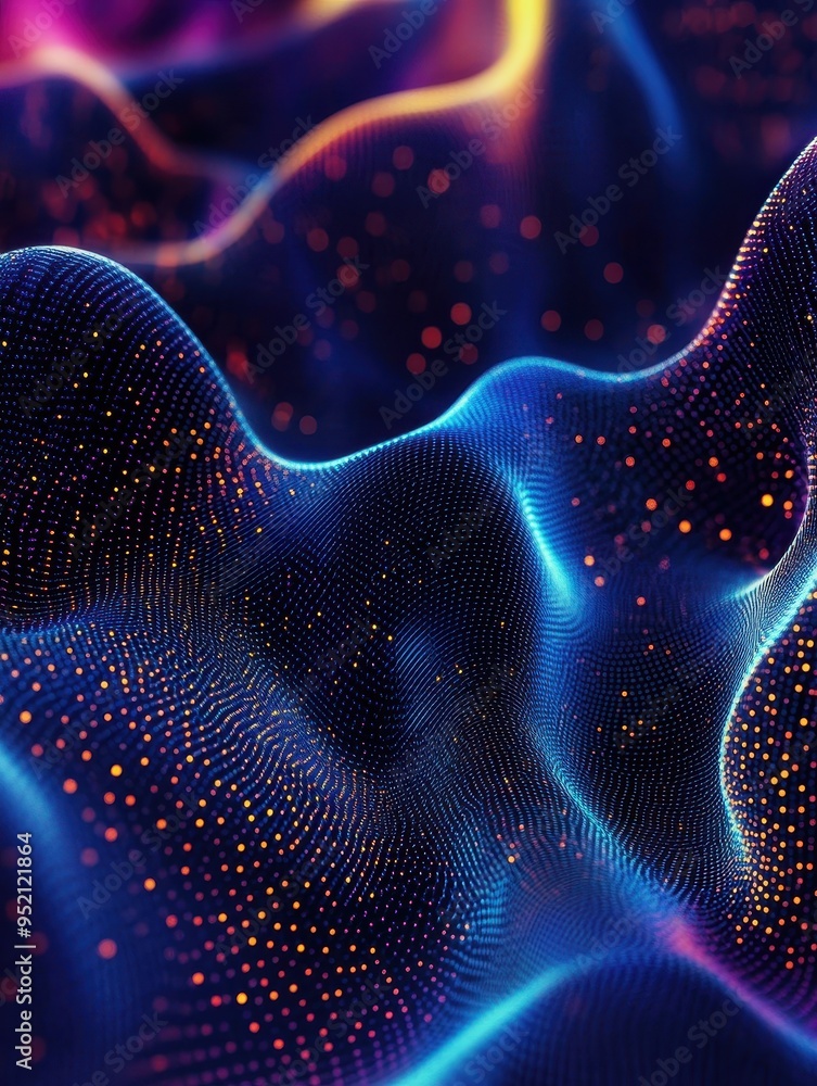 Aufkleber a colorful, abstract image of a wave with a lot of dots