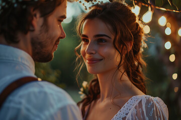 Beautiful dramatic scene of romantic dinner happy couple in love celebrating bonding, Generative AI