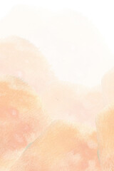 Watercolor pastel peach fuzz splashes card template. Hand drawn background for invitation, greeting card, poster, packing design. Abstract aquarelle painting for web, blog decor