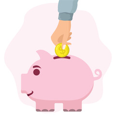 vector illustration of saving money piggy bank, flat style illustration	