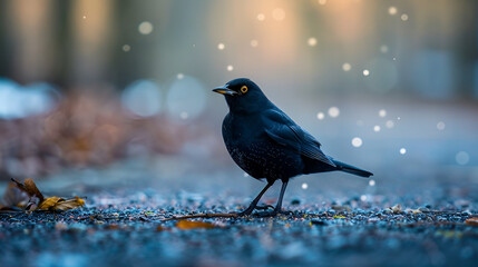 Western Jackdaw (Coloeus monedula) perched on a branch ai generative.