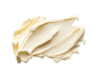 Creamy texture of butter spread on a clean white surface, transparent