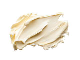 Creamy texture of butter spread on a clean white surface, transparent