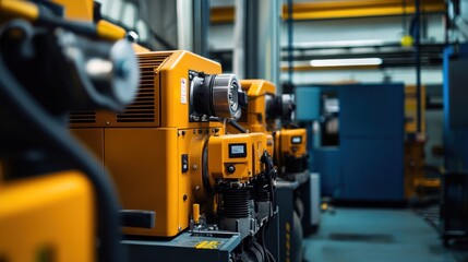 Generator room. with generators in factory standby for backup power, Diesel Generators