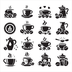 Coffee Beans Black silhouette vector in white background 