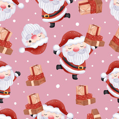 Joyful Winter and Christmas Seamless Pattern