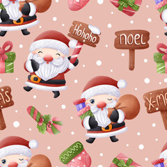 Joyful Winter and Christmas Seamless Pattern