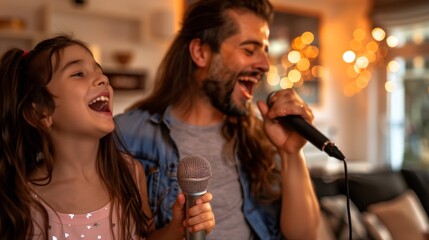 Fototapeta premium Fun Karaoke Night at Home