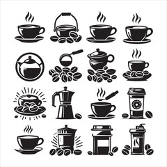 Print Coffee Beans Black silhouette vector in white background 

