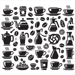 Coffee Beans Black silhouette vector in white background 