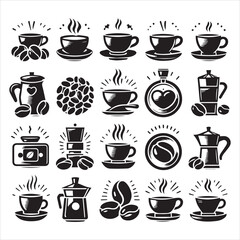 Print Coffee Beans Black silhouette vector in white background 
