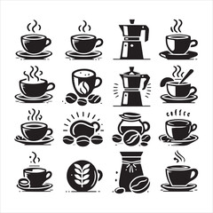 Coffee Beans Black silhouette vector in white background 