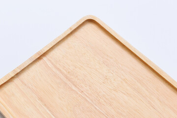 brown wooden tray isolated on white background