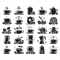 Coffee Beans Black silhouette vector in white background 