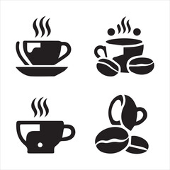 Obraz premium Coffee Beans Black silhouette vector in white background 