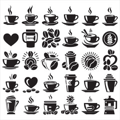 Print Coffee Beans Black silhouette vector in white background 
