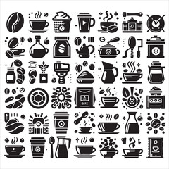 Coffee Beans Black silhouette vector in white background 