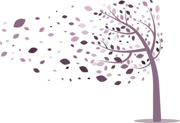 Abstract colorful leaf tree design.