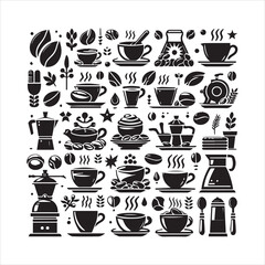 Coffee Beans Black silhouette vector in white background 
