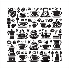 Coffee Beans Black silhouette vector in white background 