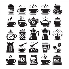 Print Coffee Beans Black silhouette vector in white background 
