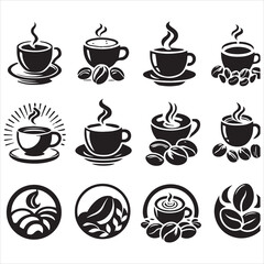 Coffee Beans Black silhouette vector in white background 