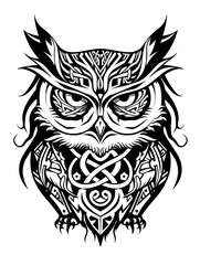 Fototapeta premium Geometric Owl head very simple traditional tattoo flash styles illustration